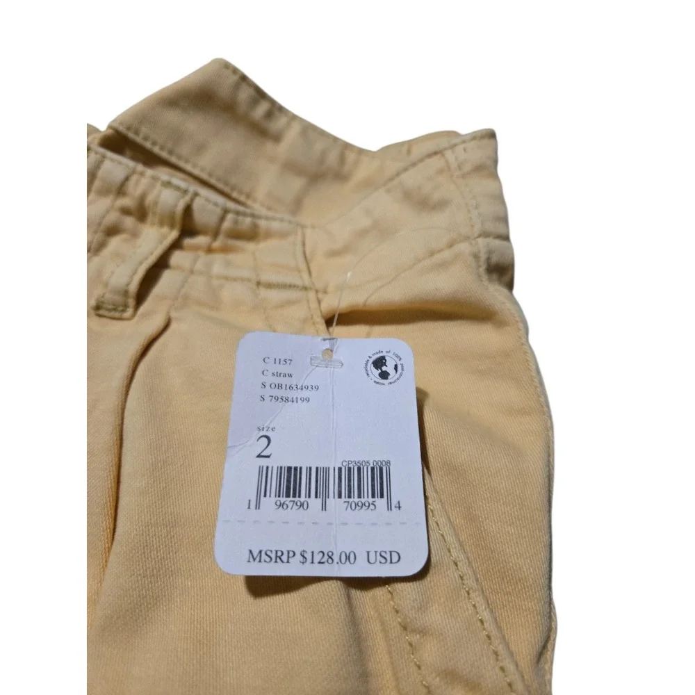 Free People Light As Spring Wide Leg Pleated Pants Straw High Rise Size 2 NEW - Picture 4 of 15